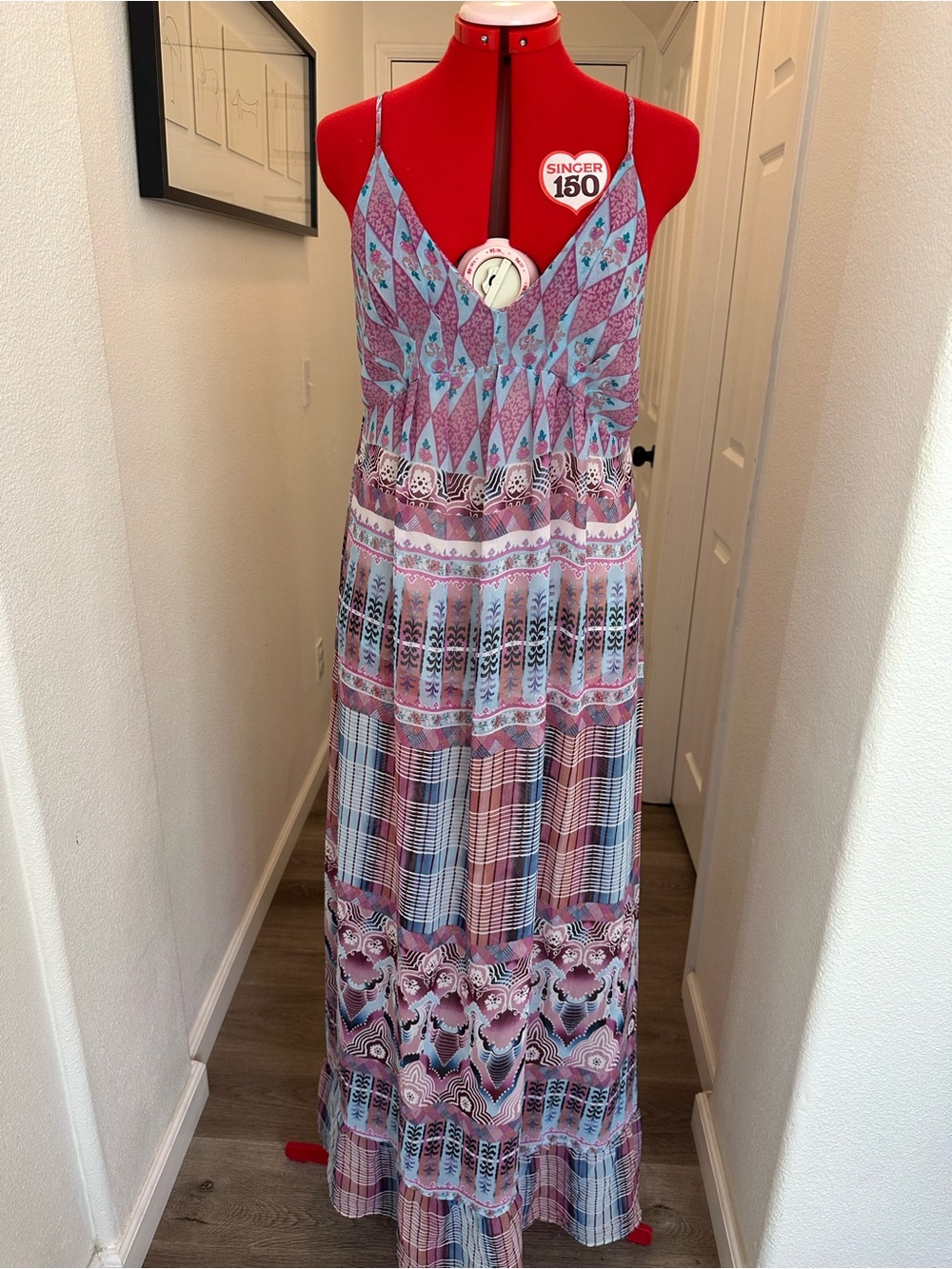 Anna Sui x O’Neill Pink & Blue Floral Boho Strappy Backless Dress